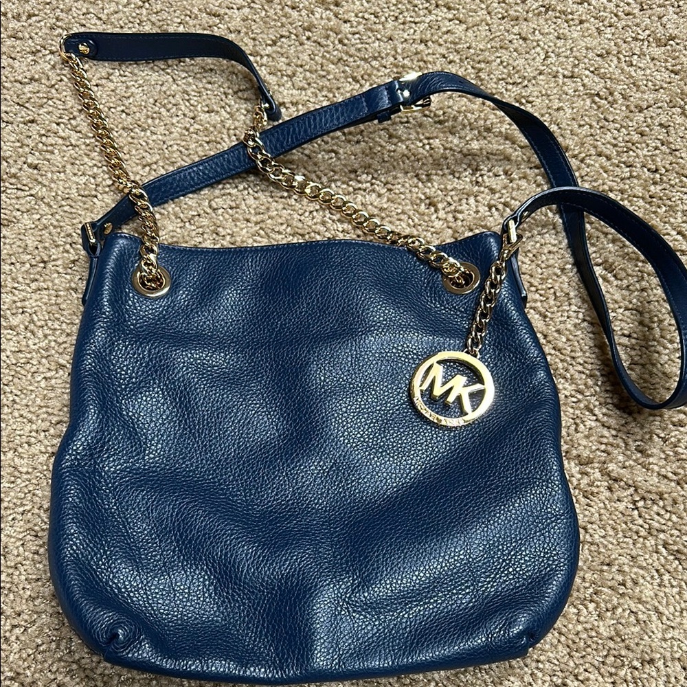 Michael Kors Blue Leather Shoulder Bag